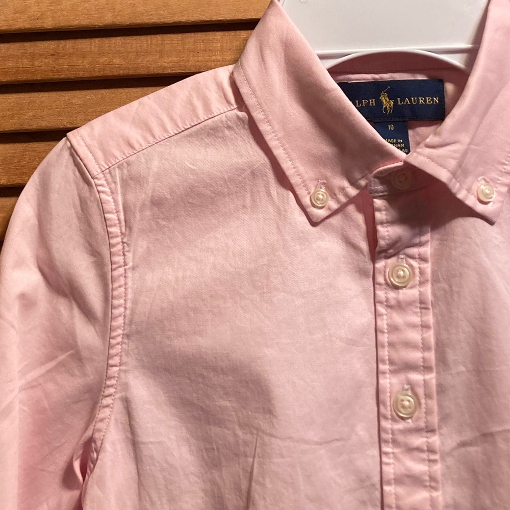 Ralph Lauren Pink Buttoned Collar Shirt Dress - Picture 3 of 13